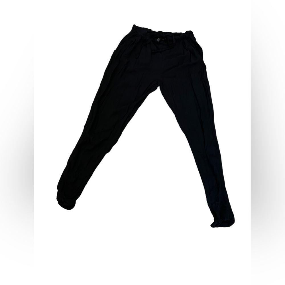 STREETWEAR SOCIETY Black Straight Leg High Drawstring Waist Lightweight Pant S